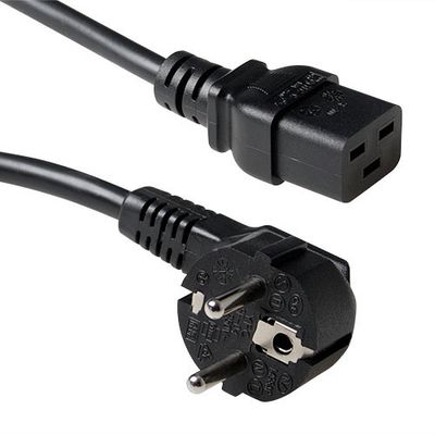 ACT AK5183 230V Stroomkabel CEE7/7 Male (Haaks)/C19 Zwart - 60 cm