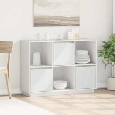 Dressoir 110,5x35x80 cm massief grenenhout wit