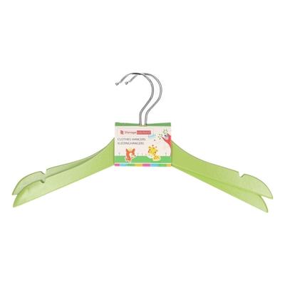 Storage Solutions kledinghangers voor kinderen - 2x stuks - hout - Klerenhangers - limegroen