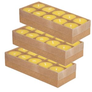 30x stuks Citronella stomp kaarsjes 7 branduren geel