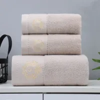 3-delige Luxe Handdoekenset | 100% Gekamd Katoen | Jacquard Geborduurd