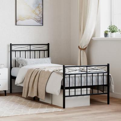 Bedframe met hoofd- en voeteneinde metaal zwart 80x200 cm