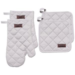 Luance Ovenwant set met pannenlap - 2x - lichtgrijs - katoen - 18 x 28 cm - chef - keukenbenodigdhe