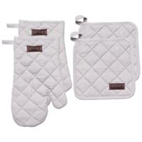 Luance Ovenwant set met pannenlap - 2x - lichtgrijs - katoen - 18 x 28 cm - chef - keukenbenodigdhe