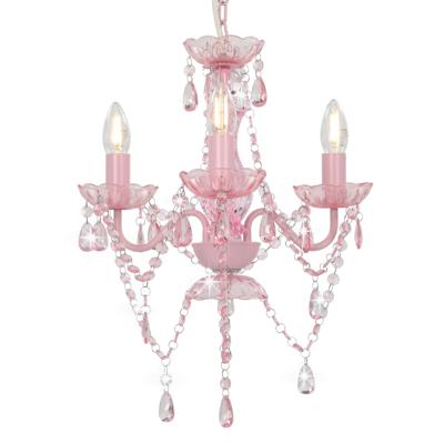 VidaXL Kroonluchter met kralen rond 3xe14 roze