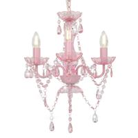 VidaXL Kroonluchter met kralen rond 3xe14 roze