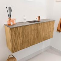 Toiletmeubel Mondiaz Joya Dlux | 100 cm | Meubelkleur Oak | Faye wastafel Oza Wasbak Midden | 1 kraangat