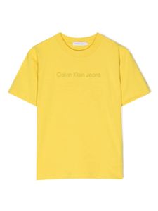 Calvin Klein Kids t-shirt à logo brodé - Jaune