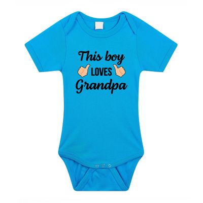 This boy loves grandpa cadeau baby rompertje blauw jongens