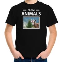 Geiten t-shirt met dieren foto farm animals zwart voor kinderen