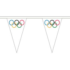 Olympische Spelen vlaggenlijn - 5 meter - puntvlaggetjes - polyester - binnen / buiten