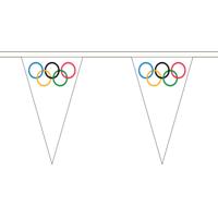 Olympische Spelen vlaggenlijn - 5 meter - puntvlaggetjes - polyester - binnen / buiten