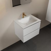 Mondiaz Aivy 60 cm badmeubelset talc - met wastafel talc 1 kraangat met spiegel