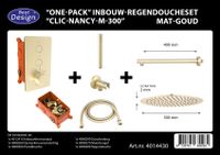 Best Design Clic Nancy inbouw regendouche 30cm mat goud