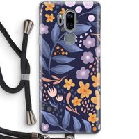 Flowers with blue leaves: LG G7 Thinq Transparant Hoesje met koord