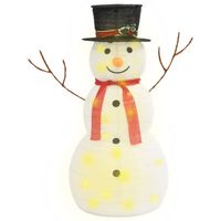 The Living Store Sneeuwpop Kerstdecoratie - 90 cm - 90 LEDs - 8 lichteffecten - wit stof - waterdicht - met 5 m - thumbnail