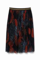 Geplisseerde midirok met bloemen - BLUE - M