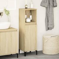 Badkamerkast 30x30x100 cm bewerkt hout sonoma eikenkleurig