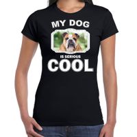 Coole Britse Bulldogs honden t-shirt my dog is serious cool zwart voor dames