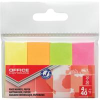 OFFICE products index, 20 x 50 mm, ophangzakje van 4 x 40 tabs, geassorteerde neonkleuren