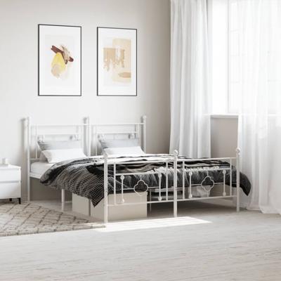 Bedframe met hoofd- en voeteneinde metaal wit 160x200 cm