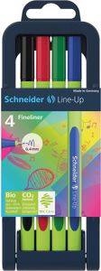 Schneider fineliner Line-Up, etui van 4 stuks in geassorteerde kleuren