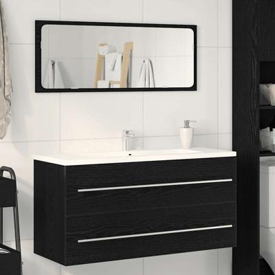 Badkamerwastafelkast Zwart Eiken 100x38,5x48 cm Bewerkt Hout