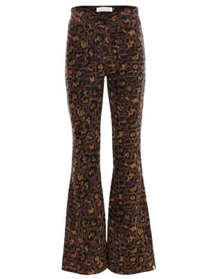 LOOXS Little winter velvet flare broek meisjes - bruin - luipaard