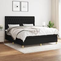 Boxspring met matras stof zwart 180x200 cm