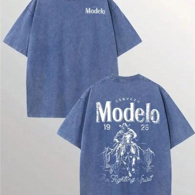 Modelo Men's Cotton Graphic T-Shirt - Loose Fit Casual Street Style Royal Blue / M