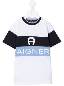 Aigner Kids t-shirt à bande logo - Blanc