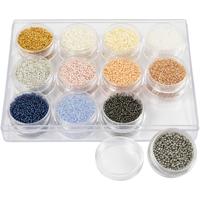 Creativ Company Rocailles, d 1,7 mm, afm 15/0, gatgrootte 0,5-0,8 mm, pastelkleuren, 12x15 gr/ 1 doos