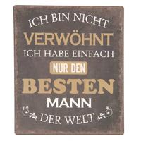 Clayre & Eef Tekstbord 13x15 cm Zwart Bruin Ijzer Besten Mann Der