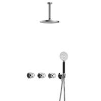 Hotbath Cobber - CW7067 - Inbouw Regendoucheset - Chroom - 2 Stopkranen - Thermostatisch - Plafondbuis 15 cm - Hoofddouche 200 mm - Ronde Handdouche 3 Standen - Waterbesparend