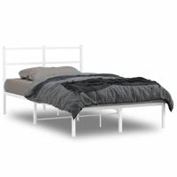 Bedframe met hoofdbord metaal wit 120x200 cm - thumbnail