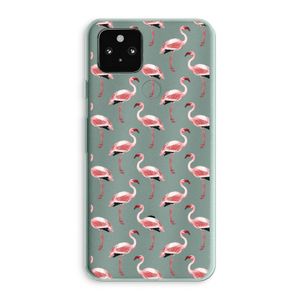 Flamingoprint groen: Google Pixel 5a 5G Transparant Hoesje