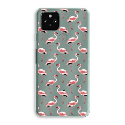 Flamingoprint groen: Google Pixel 5a 5G Transparant Hoesje