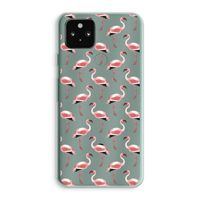 Flamingoprint groen: Google Pixel 5a 5G Transparant Hoesje