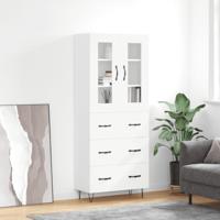 Hoge kast 69,5x34x180 cm bewerkt hout wit
