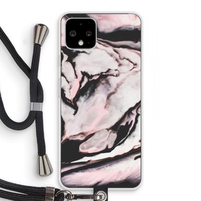 Roze stroom: Pixel 4 Transparant Hoesje met koord