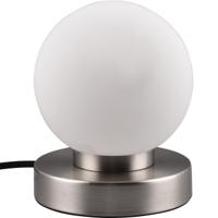 LED Tafellamp - Trion Bolle - E14 Fitting - 1 lichtpunt - Mat Nikkel - Metaal - Wit Glas