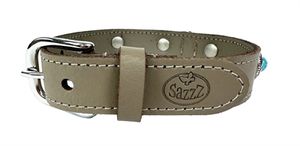 SAZZZ HALSBAND HOND ADVENTURE STONE CLASSIC LEER TAUPE 32-39X2,5 CM