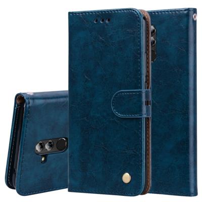 Business stijl olie Wax textuur horizontale Flip lederen case voor Huawei mate 20 lite met houder & kaartsleuven & portemonnee (blauw)