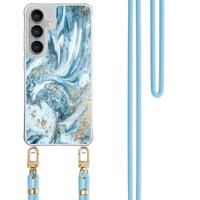 Samsung Galaxy S25 FE hoesje met blauw koord - Marble sea