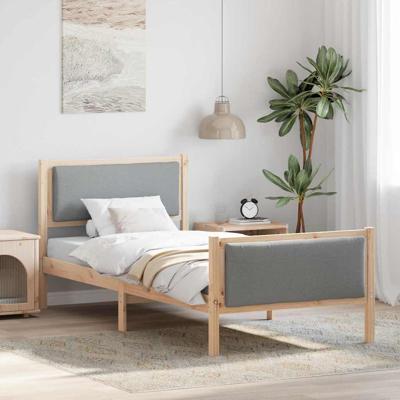 Bedframe met hoofdeinde Lichtgrijs 100 x 200 cm Stof Bedframe met hoofdeinde Lichtgrijs 100 x 200 cm Stof