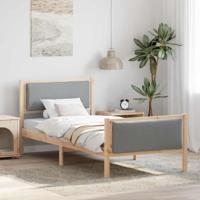 Bedframe met hoofdeinde Lichtgrijs 100 x 200 cm Stof Bedframe met hoofdeinde Lichtgrijs 100 x 200 cm Stof