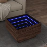 Salontafel met LED 50x50x30 cm bewerkt hout bruin eikenkleurig