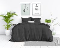 Dreamhouse - Stone Washed dekbedovertrek 100% Katoen - Antraciet - 200 x 220