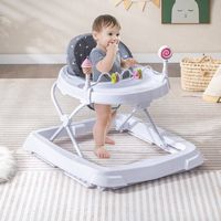 Opklapbare Loophulp voor Baby's Loopwagen 3-Traps in Hoogte Verstelbaar met Afneembaar Zitkussen Babywalker Loopvrij Baby Grijs Opklapbare Loophulp voor Baby's Loopwagen 3-Traps in Hoogte Verstelbaar met Afneembaar Zitkussen Babywalker Loopvrij Baby Grijs