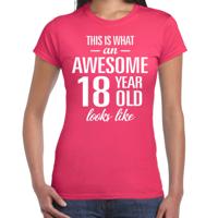 Awesome 18 year - geweldige 18 jaar cadeau t-shirt - roze - voor dames - Verjaardag cadeau